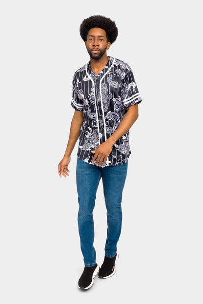 Essential Pinstripe Bandana Paisley Baseball Jersey