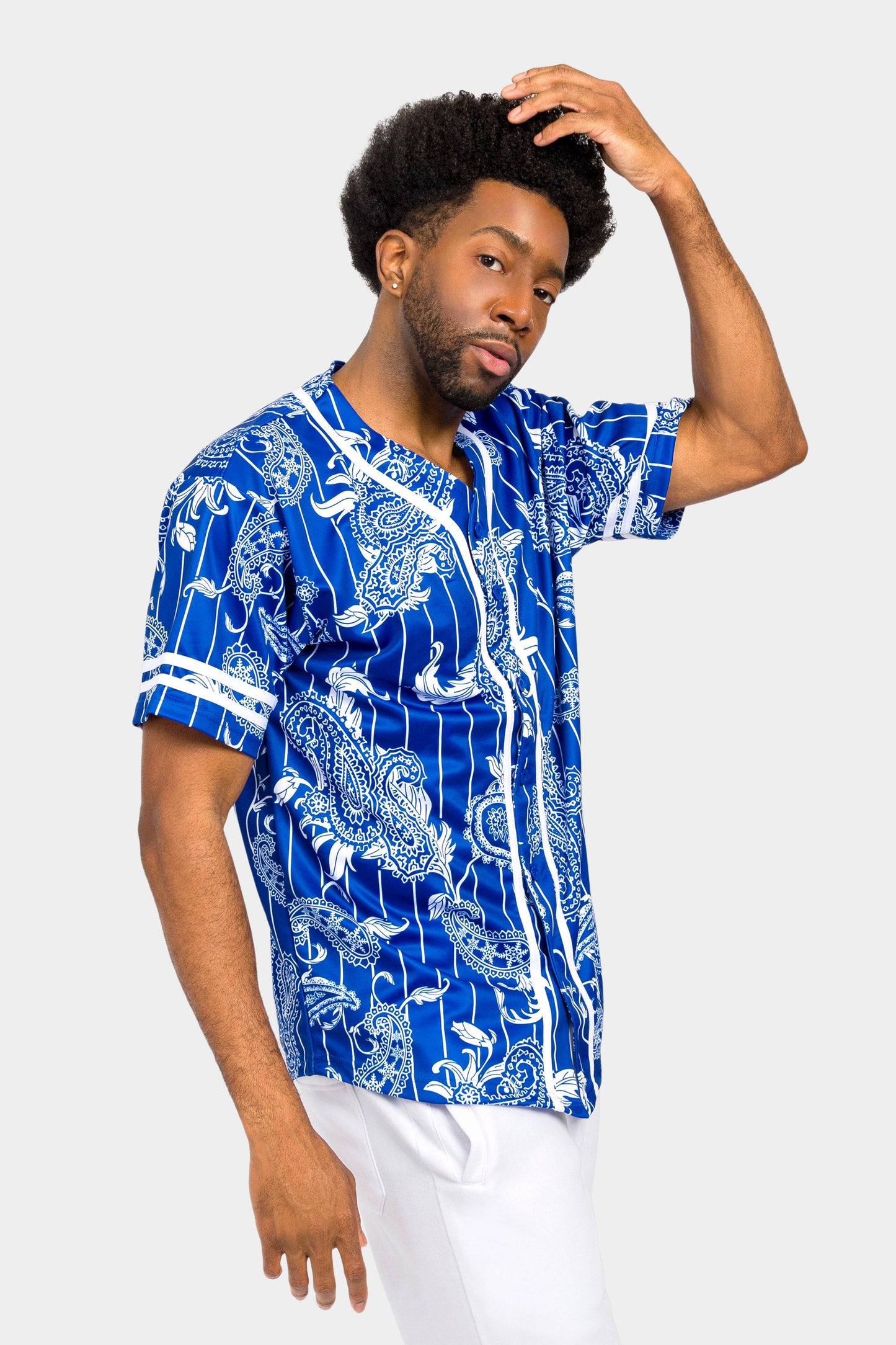 Essential Pinstripe Bandana Paisley Baseball Jersey