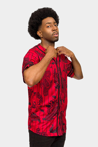 Essential Pinstripe Bandana Paisley Baseball Jersey