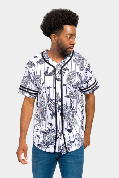 Essential Pinstripe Bandana Paisley Baseball Jersey