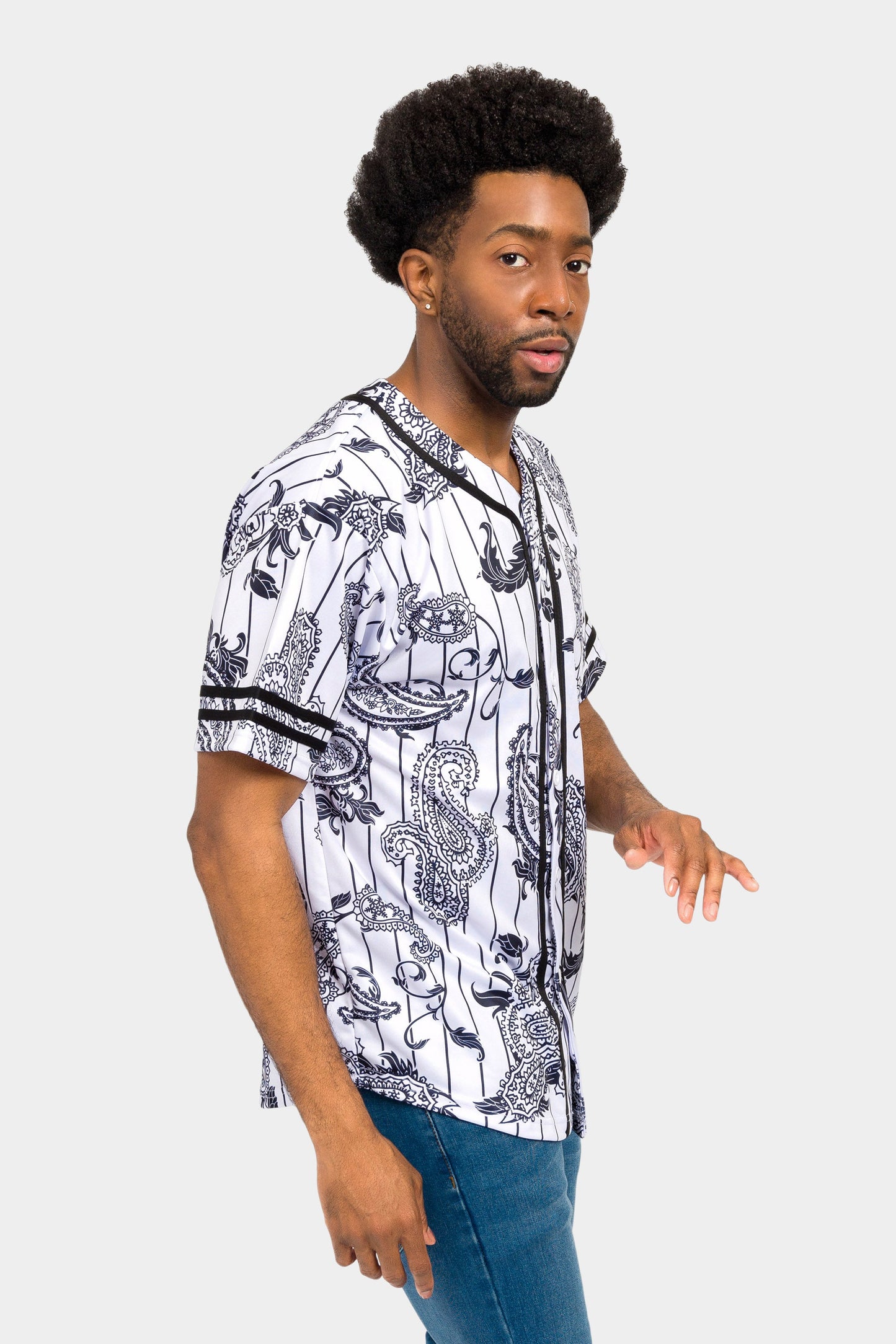 Essential Pinstripe Bandana Paisley Baseball Jersey