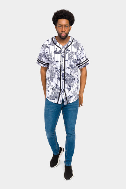 Essential Pinstripe Bandana Paisley Baseball Jersey