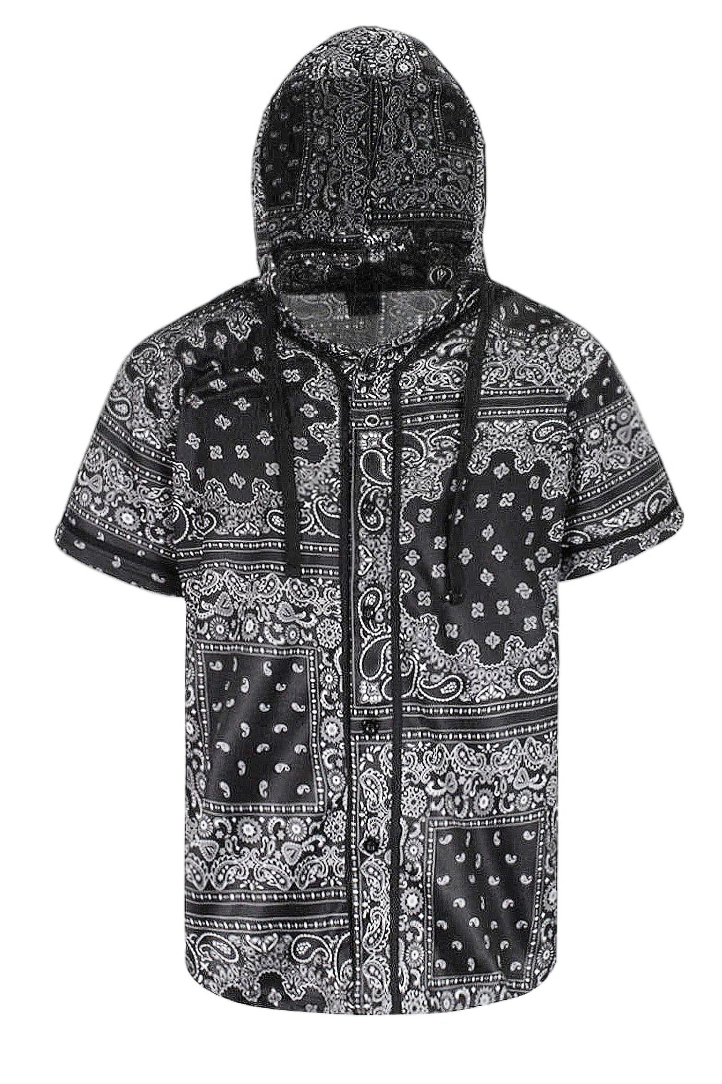 Men's Essential Hooded Bandana Baseball Short Sleeve Jersey