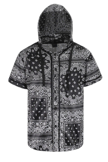 Men's Essential Hooded Bandana Baseball Short Sleeve Jersey