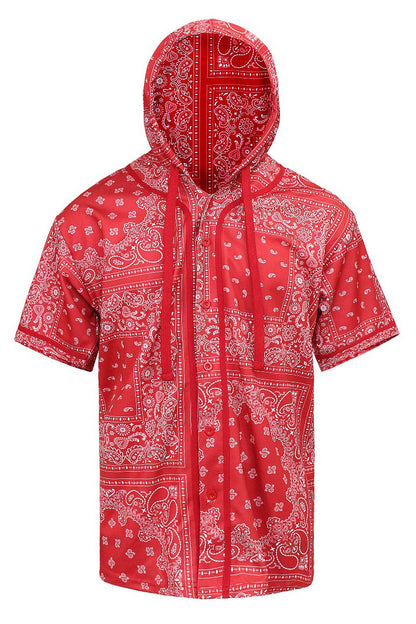 Men's Essential Hooded Bandana Baseball Short Sleeve Jersey