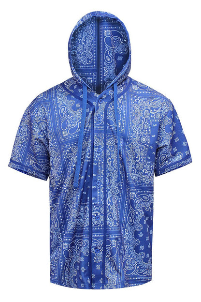 Men's Essential Hooded Bandana Baseball Short Sleeve Jersey