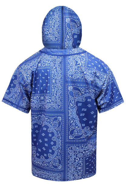 Men's Essential Hooded Bandana Baseball Short Sleeve Jersey