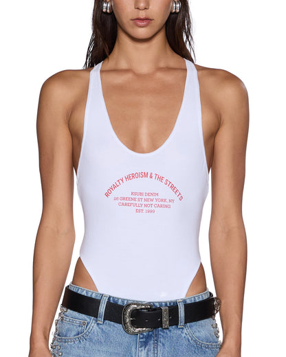 VARSITY LARA BODYSUIT WHITE
