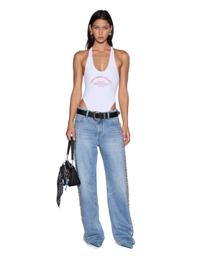 VARSITY LARA BODYSUIT WHITE