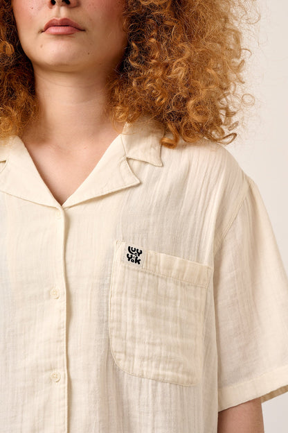 Cam - Cotton Shirt in Ecru