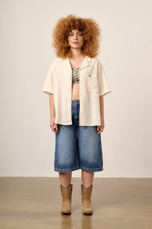 Cam - Cotton Shirt in Ecru