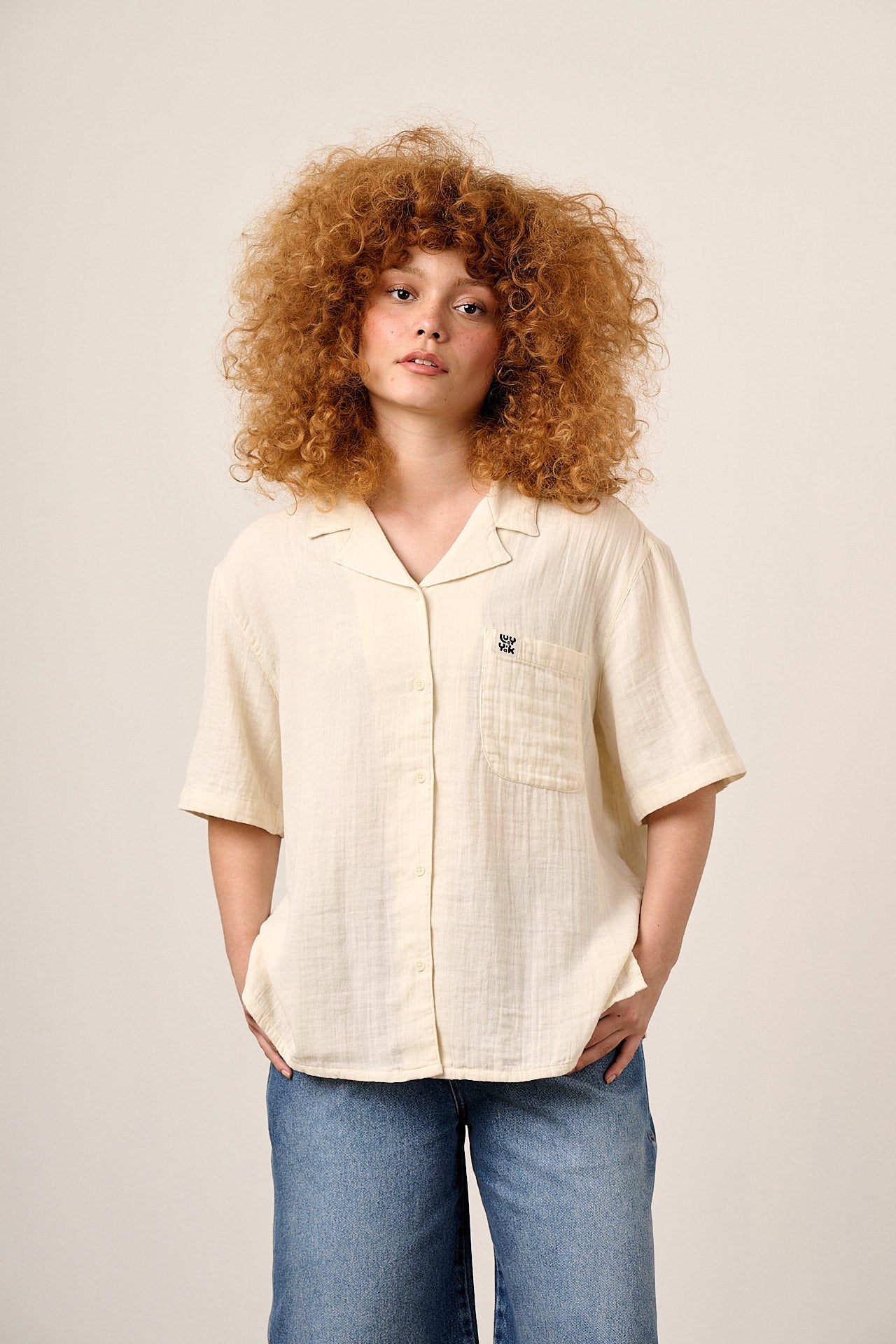 Cam - Cotton Shirt in Ecru