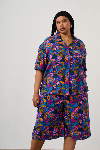 Cam - Viscose Shirt in Wild Expression Print