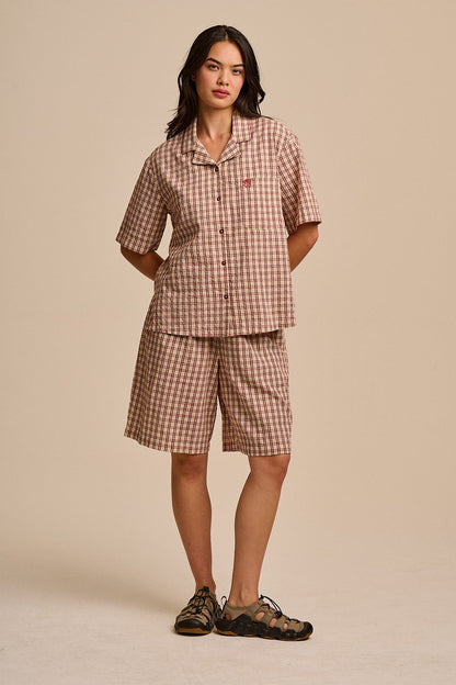 Madero - Cotton Shorts in Ecru Check