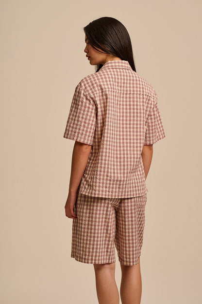 Cam - Cotton Shirt in Ecru Check