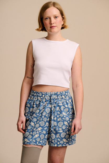 Charlie - Cotton Shorts in Blue Shells