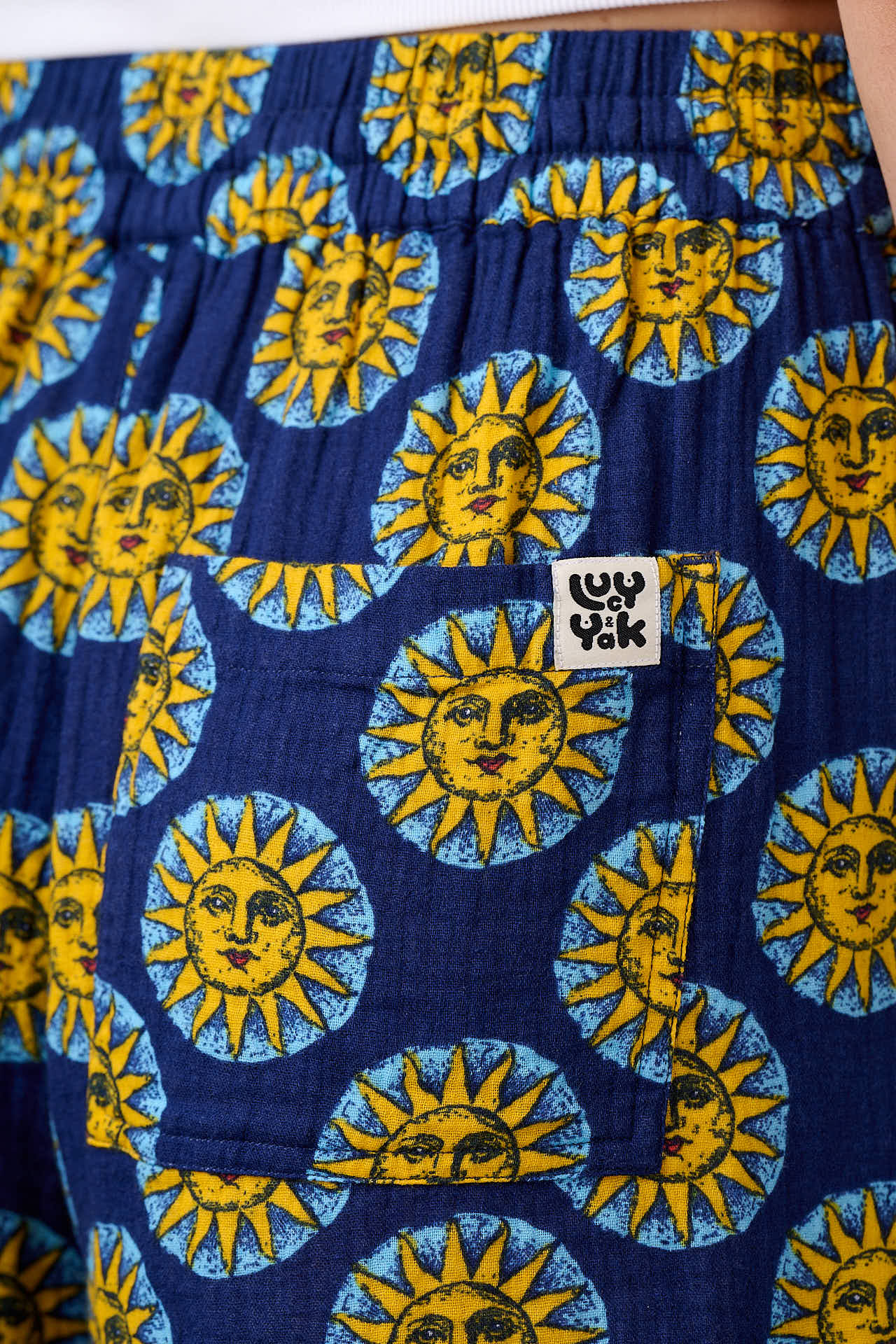 Charlie - Cotton Shorts in Navy Cosmic Suns Print