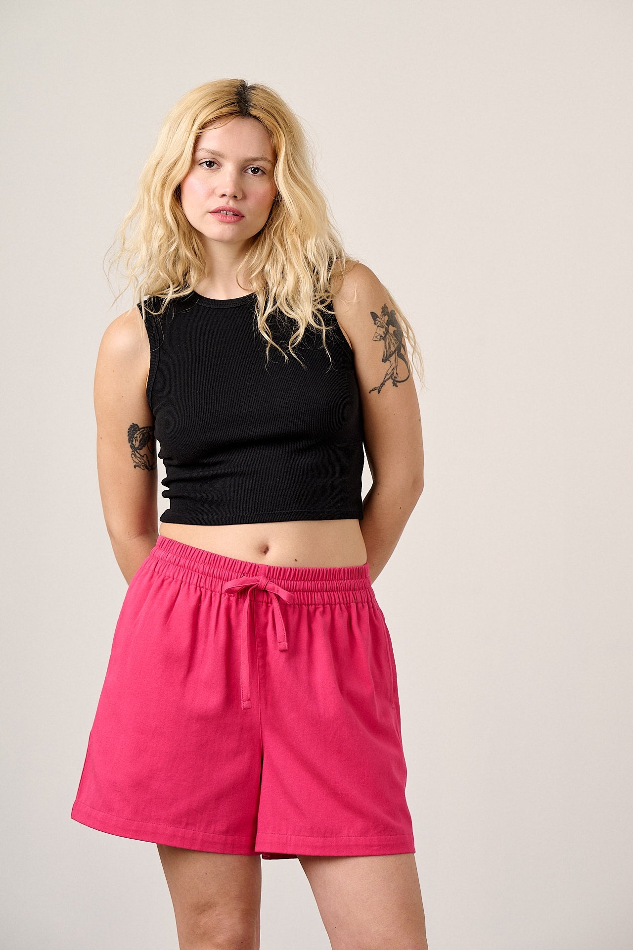Charlie  - Cotton Shorts in Fuchsia Rose