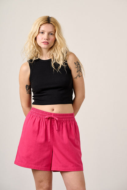 Charlie  - Cotton Shorts in Fuchsia Rose