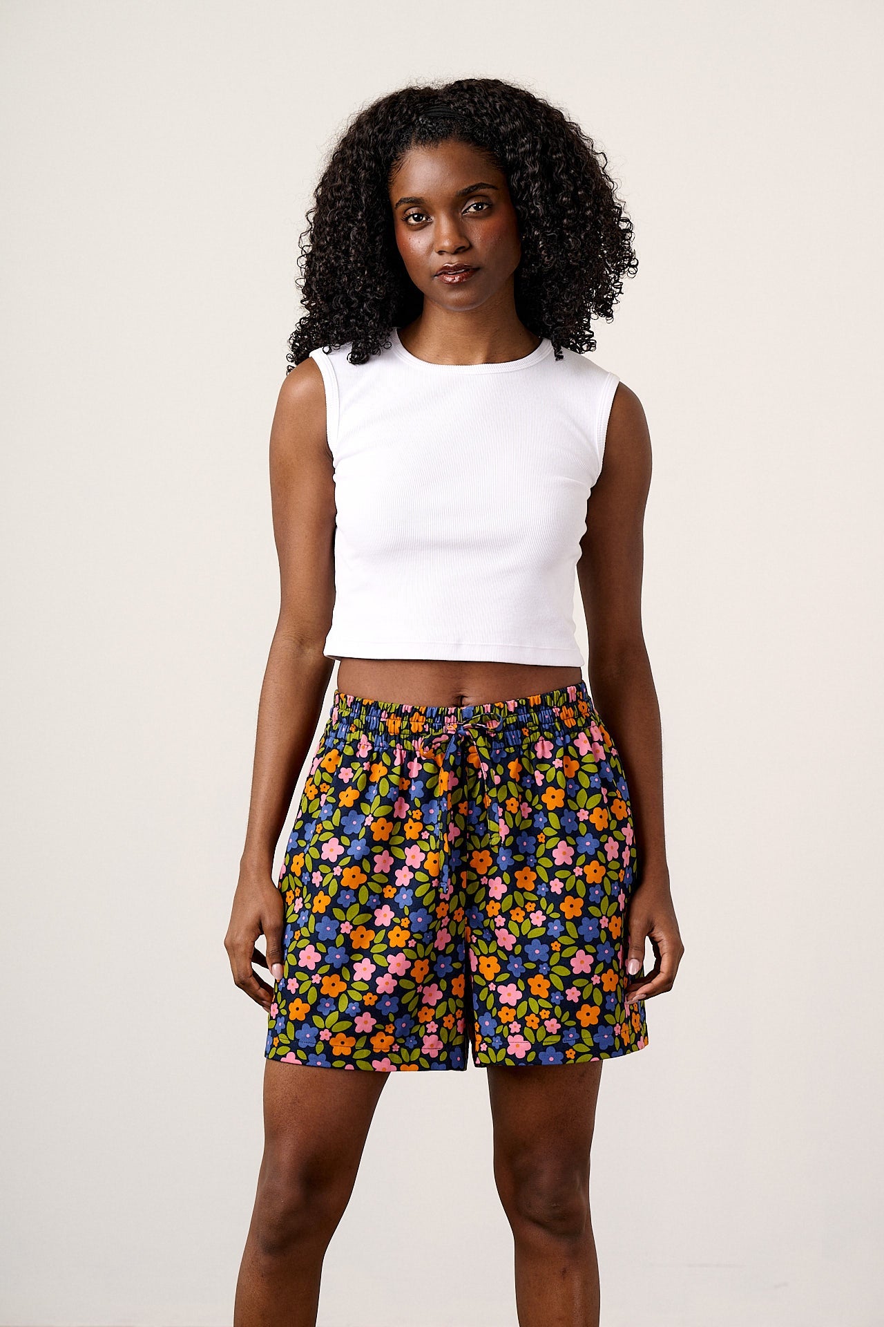 Charlie - Cotton Shorts in Navy Floral