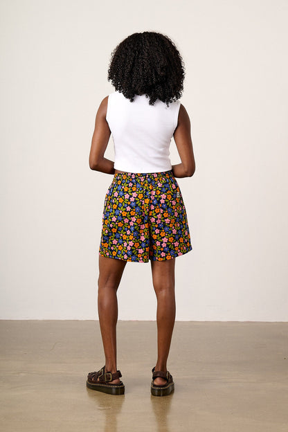 Charlie - Cotton Shorts in Navy Floral