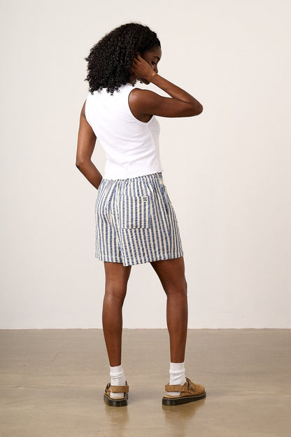 Charlie - Cotton Shorts in Navy Stripe