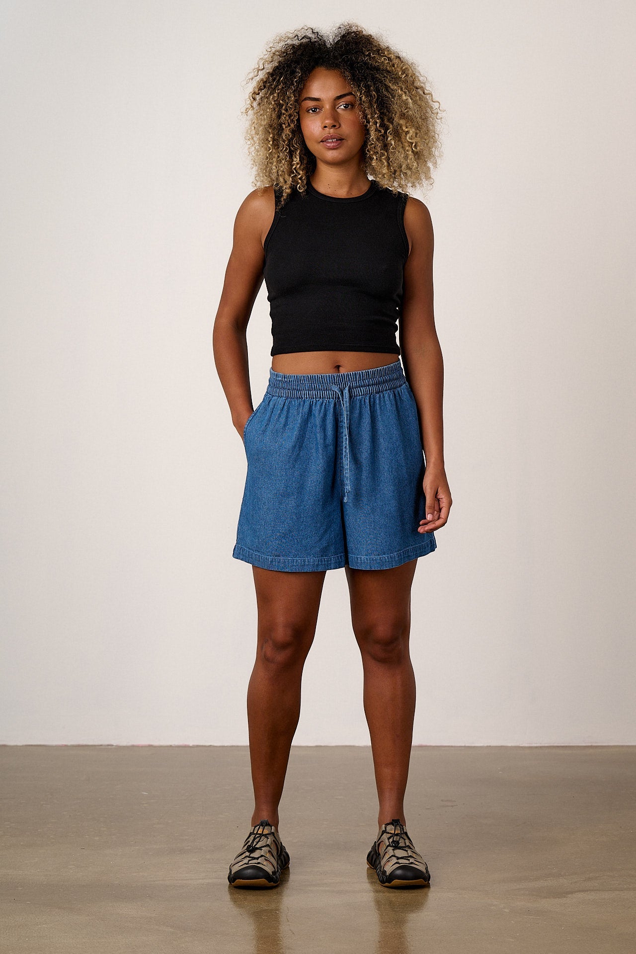 Charlie - Cotton Shorts in Mid Blue