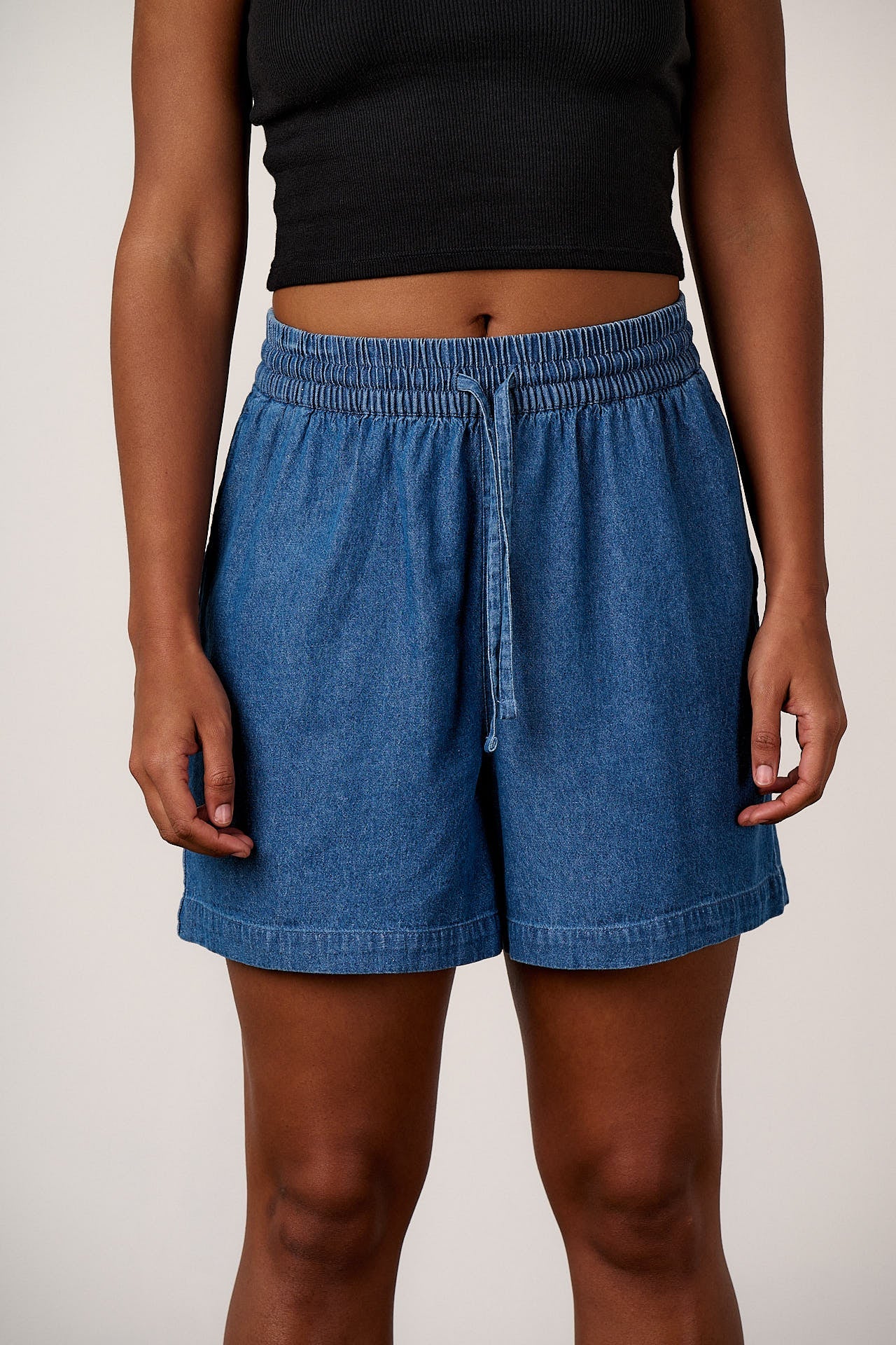Charlie - Cotton Shorts in Mid Blue