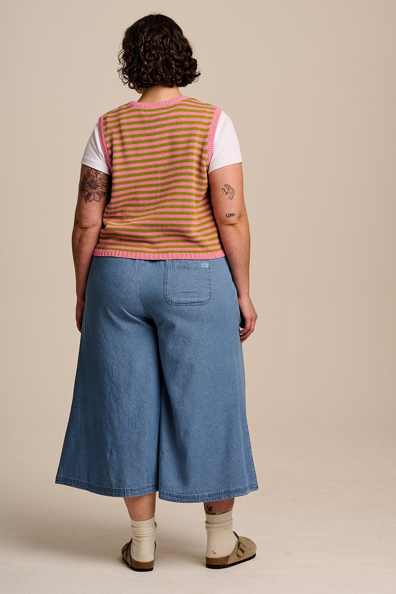 Chase - Cotton Culotte Trousers in Light Blue