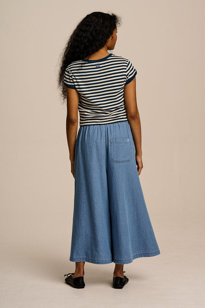 Chase - Cotton Culotte Trousers in Light Blue