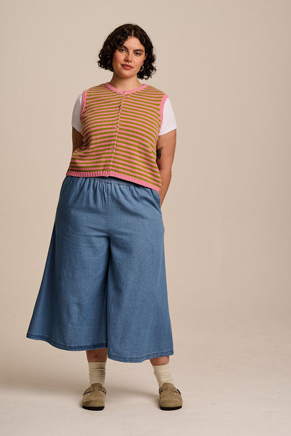 Chase - Cotton Culotte Trousers in Light Blue
