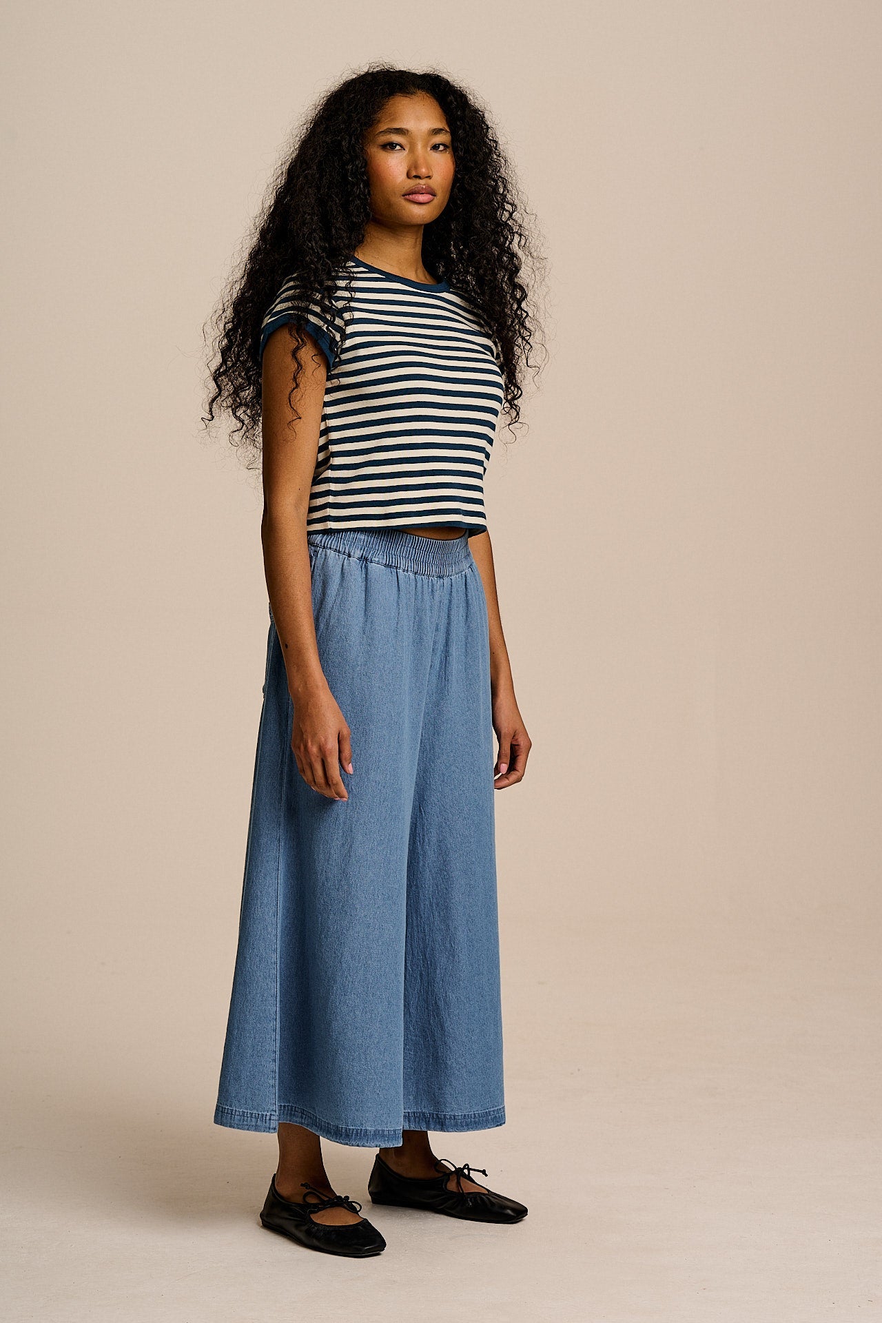Chase - Cotton Culotte Trousers in Light Blue