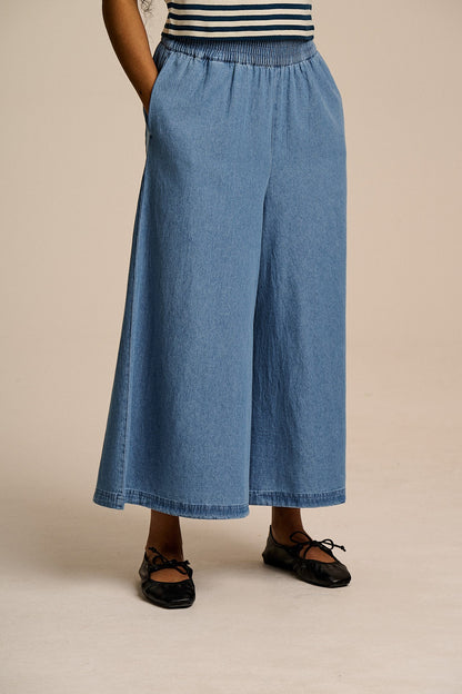 Chase - Cotton Culotte Trousers in Light Blue