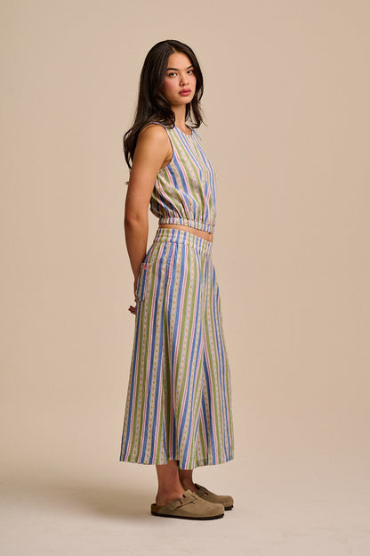 Chase - Cotton Culotte Trousers in Tulip Stripe