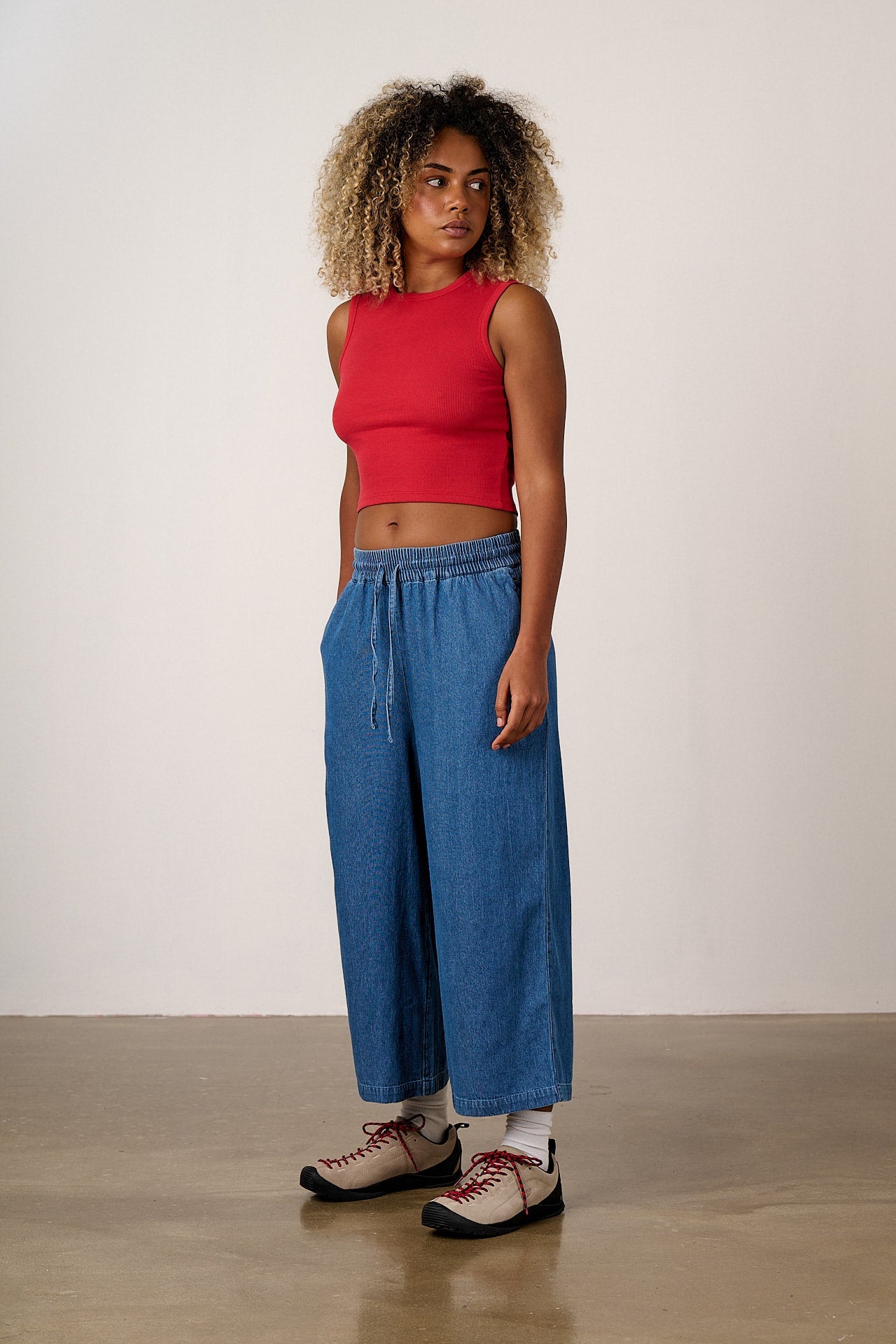 Chuck - Cotton Trousers in Mid Blue