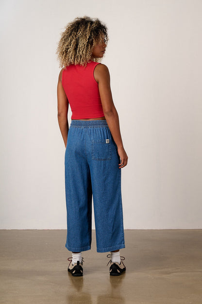Chuck - Cotton Trousers in Mid Blue