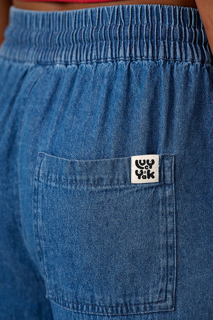 Chuck - Cotton Trousers in Mid Blue