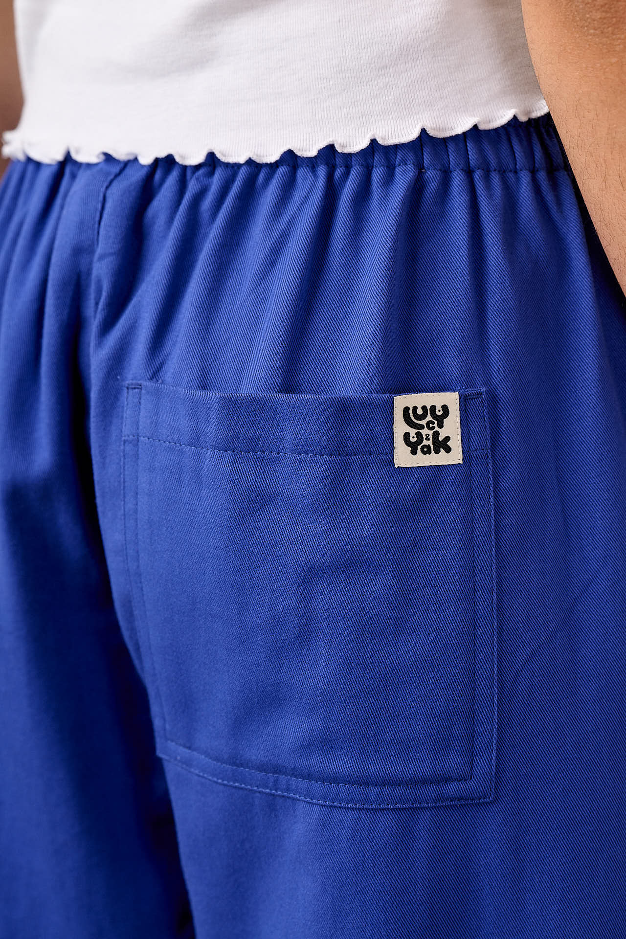 Chuck - Wide Leg Cotton Trousers in Dazzling Blue