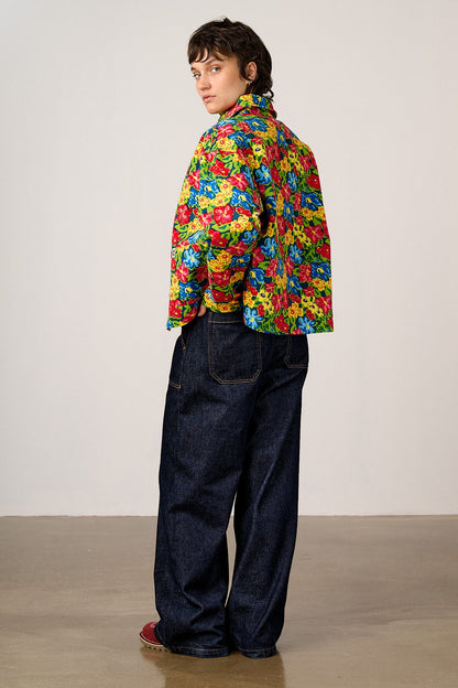 Connie - Cotton Jacket in 80s Scribbled Floral