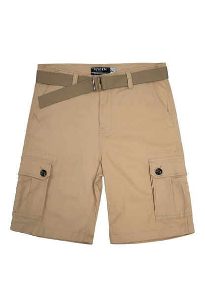 Men's Essential Solid Belted Cargo Shorts