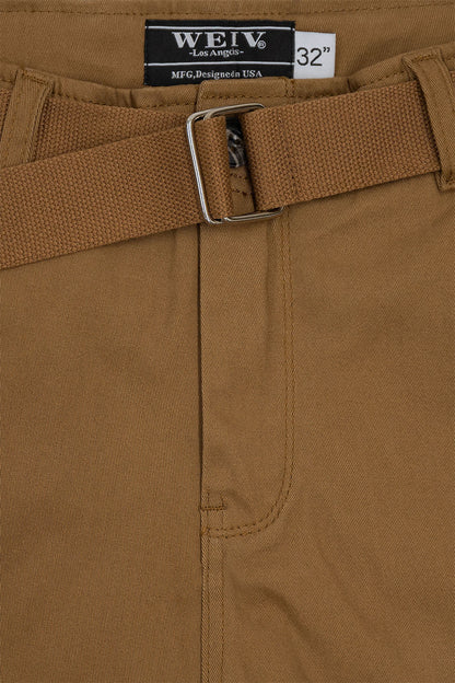 Men's Essential Solid Belted Cargo Shorts