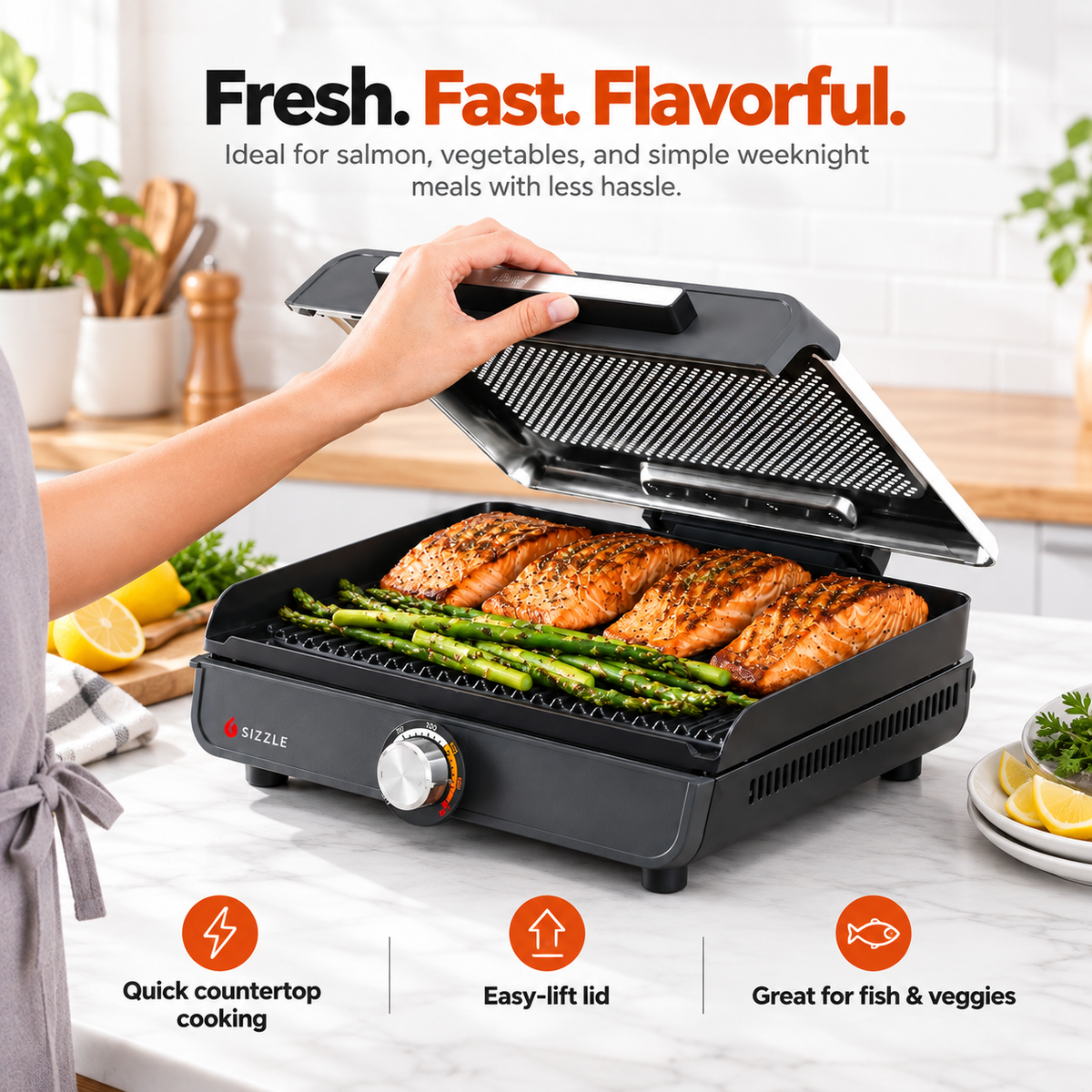 Electric Indoor Grill – Nonstick Smokeless-Style Grill for Steaks, Burgers & More (Two baking sheets)
