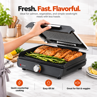 Electric Indoor Grill – Nonstick Smokeless-Style Grill for Steaks, Burgers & More (Two baking sheets)