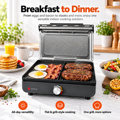Electric Indoor Grill – Nonstick Smokeless-Style Grill for Steaks, Burgers & More (Two baking sheets)
