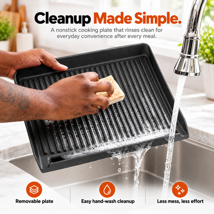 Electric Indoor Grill – Nonstick Smokeless-Style Grill for Steaks, Burgers & More (Two baking sheets)