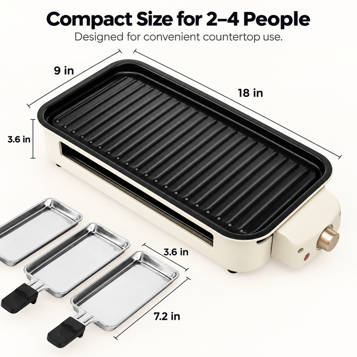 2-in-1 Small Smokeless Electric Indoor BBQ Grill with Versatile Cooking Options