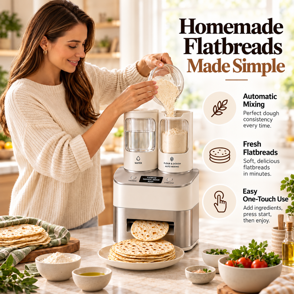Automatic Flatbread Maker – Fresh Tortillas, Roti & Wraps at Home