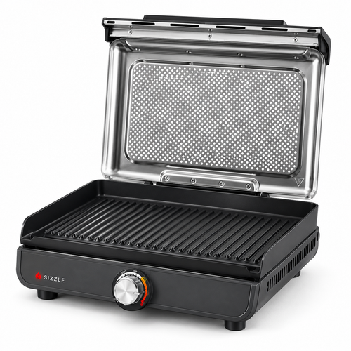 Electric Indoor Grill – Nonstick Smokeless-Style Grill for Steaks, Burgers & More (Two baking sheets)