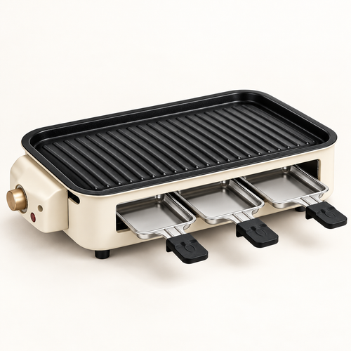 2-in-1 Small Smokeless Electric Indoor BBQ Grill with Versatile Cooking Options