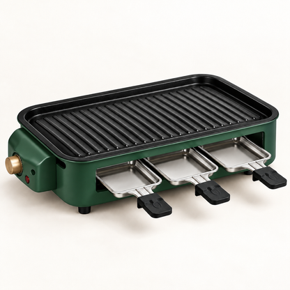 2-in-1 Small Smokeless Electric Indoor BBQ Grill with Versatile Cooking Options
